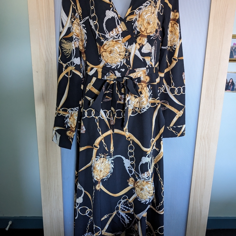 Shein,  designer inspired belted dress